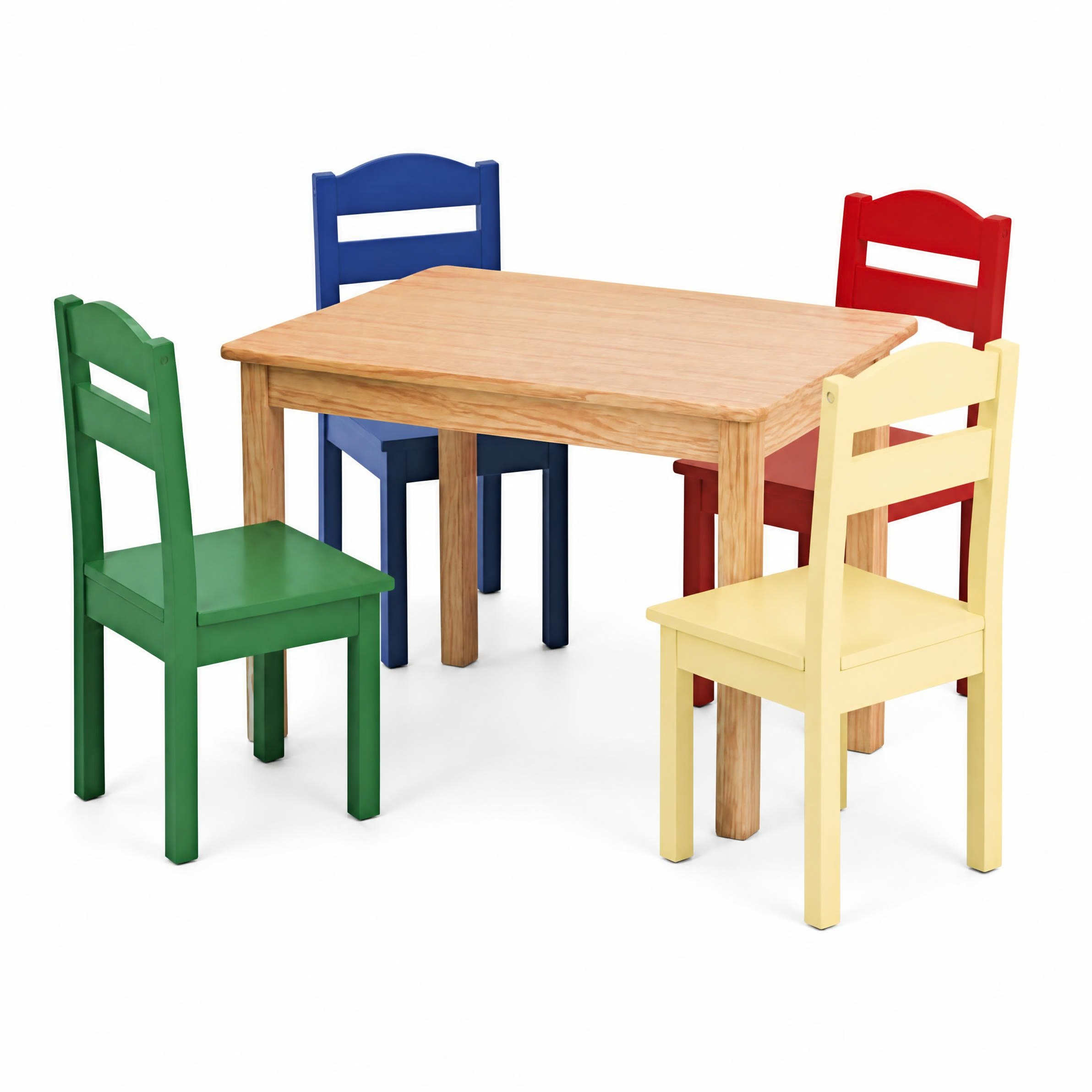 Table with 4 Multicolor Chairs Set