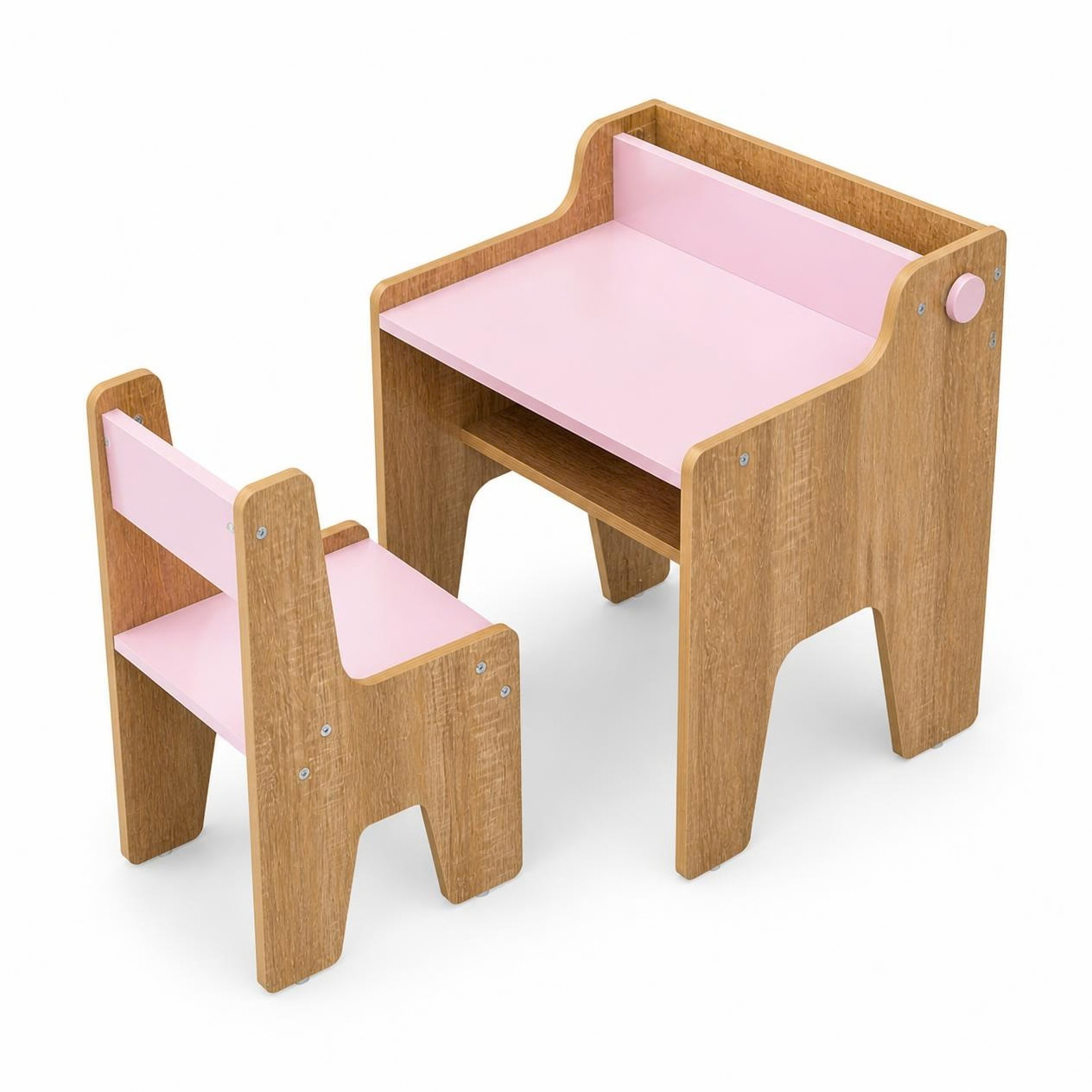 Kids Wooden Study Desk and Chair Set with Storage