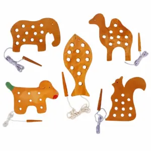 Natural Wooden Animal Lacing Activity Set - PS171