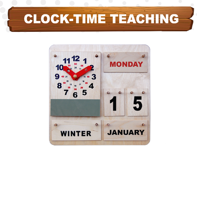 Wooden Calendar & Clock Teaching Board