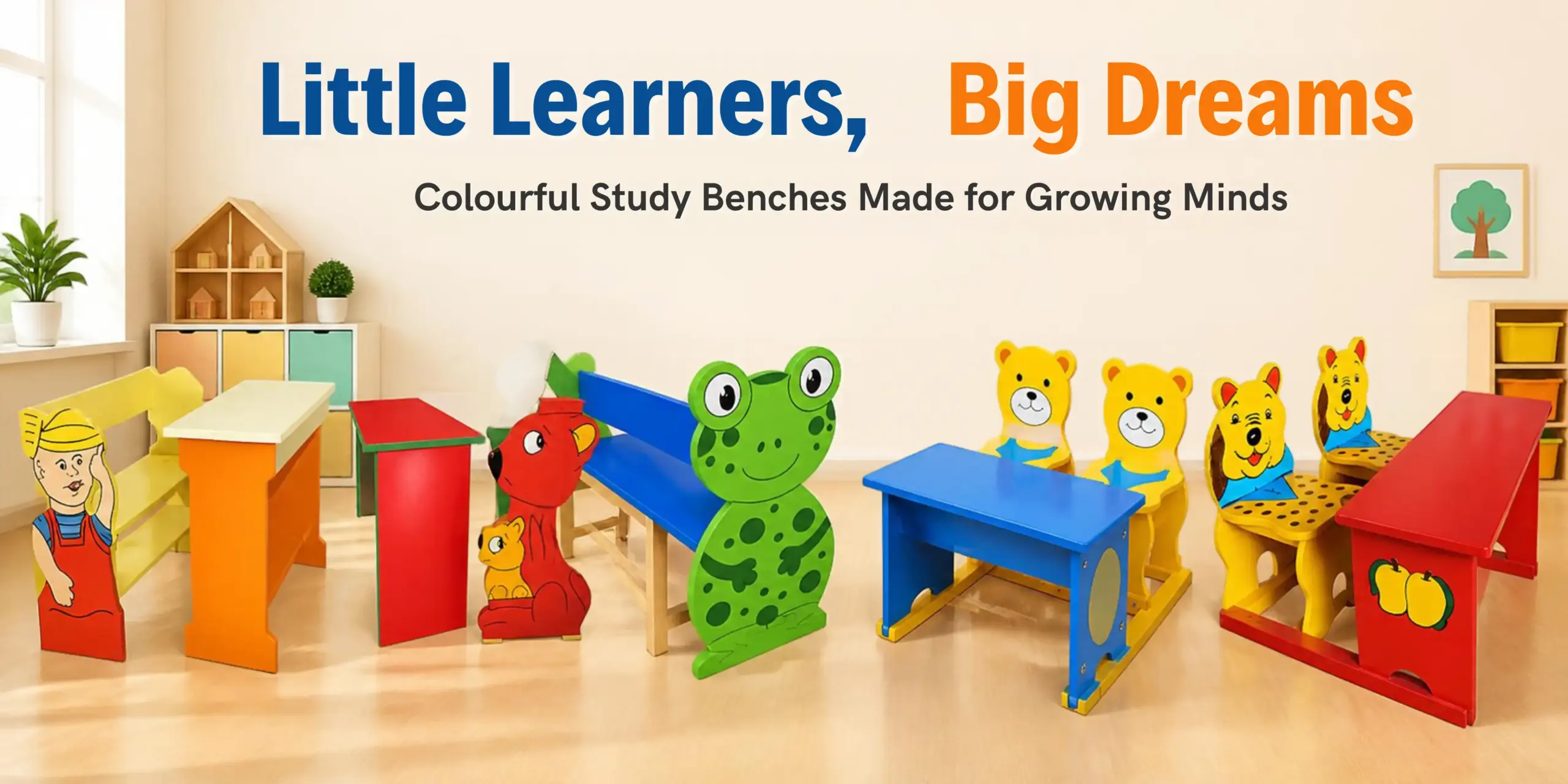 wooden study benches